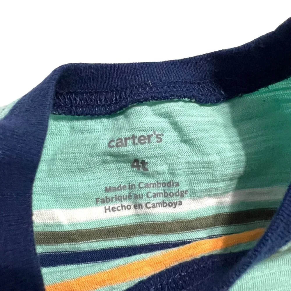 Carter's 4T Aqua Striped Pocket Tank Top